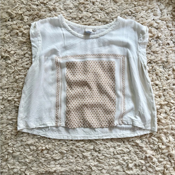 Roxy Tops - Roxy White and Tan crop Blouse XL